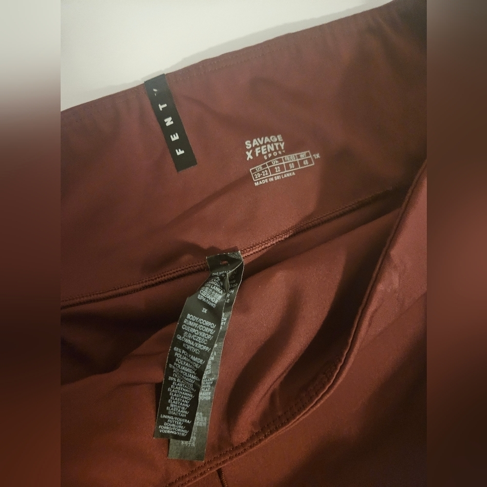 Savage X Fenty-Women's 3X Maroon Leggings Plus Size - Picture 7 of 9